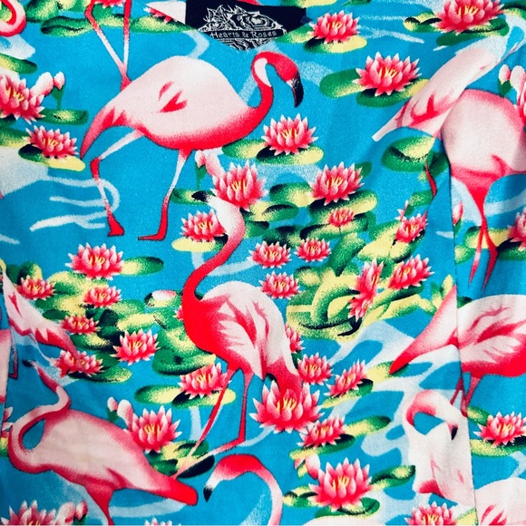 Hearts and Roses Flare Dress 1950' Rockabilly Vintage Style Flare Floral Size 10 - Picture 4 of 14